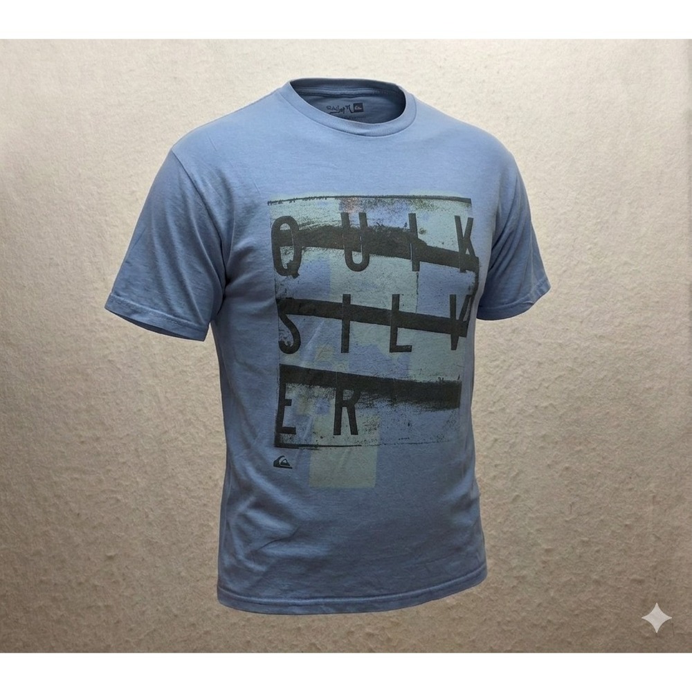 Quicksilver Men's Black w Black & Turquoise Print T-Shirt. Size L